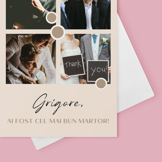 Colaj De Fotografii: Mulțumesc Colaj De Fotografii Pentru Martor La Cununie - Card Cu Felicitări