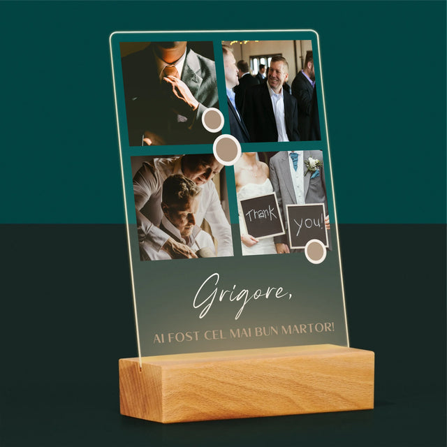 Colaj De Fotografii: Mulțumesc Colaj De Fotografii Pentru Martor La Cununie - Imprimare Pe Sticlă Acrilică (Verticală)