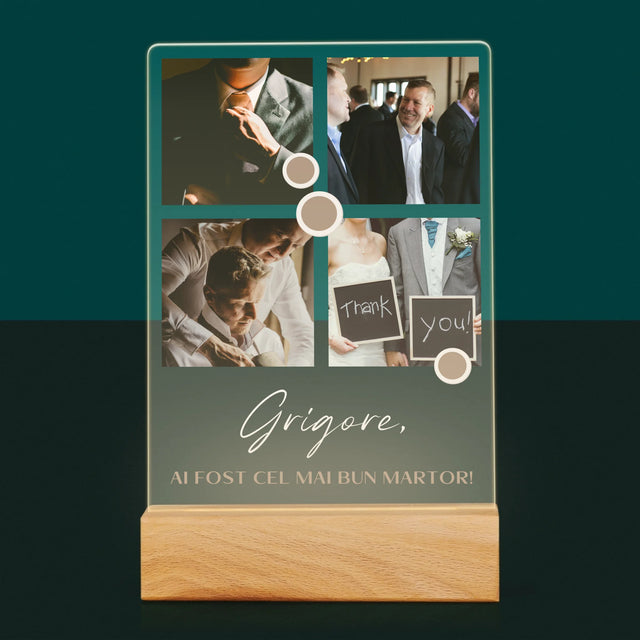 Colaj De Fotografii: Mulțumesc Colaj De Fotografii Pentru Martor La Cununie - Imprimare Pe Sticlă Acrilică (Verticală)