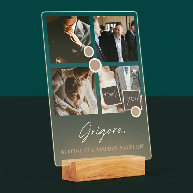 Colaj De Fotografii: Mulțumesc Colaj De Fotografii Pentru Martor La Cununie - Imprimare Pe Sticlă Acrilică (Verticală)