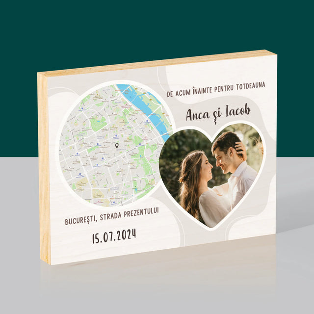 Harta Oraș: De Acum Înainte Pentru Totdeauna - Imprimare Pe Lemn (Horizontală)