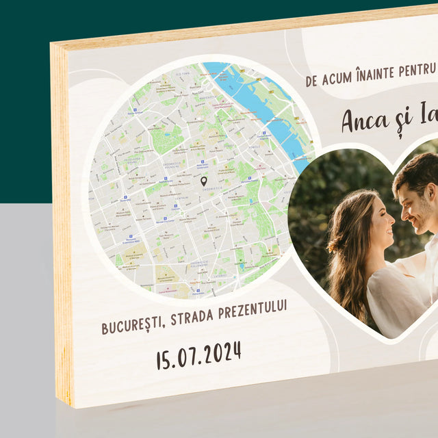 Harta Oraș: De Acum Înainte Pentru Totdeauna - Imprimare Pe Lemn (Horizontală)