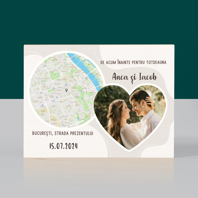 Harta Oraș: De Acum Înainte Pentru Totdeauna - Imprimare Pe Lemn (Horizontală)