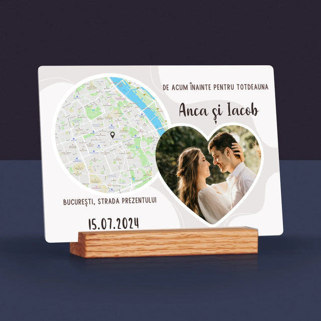 Harta Oraș: De Acum Înainte Pentru Totdeauna - Imprimare Pe Sticlă Acrilică (Horizontală)