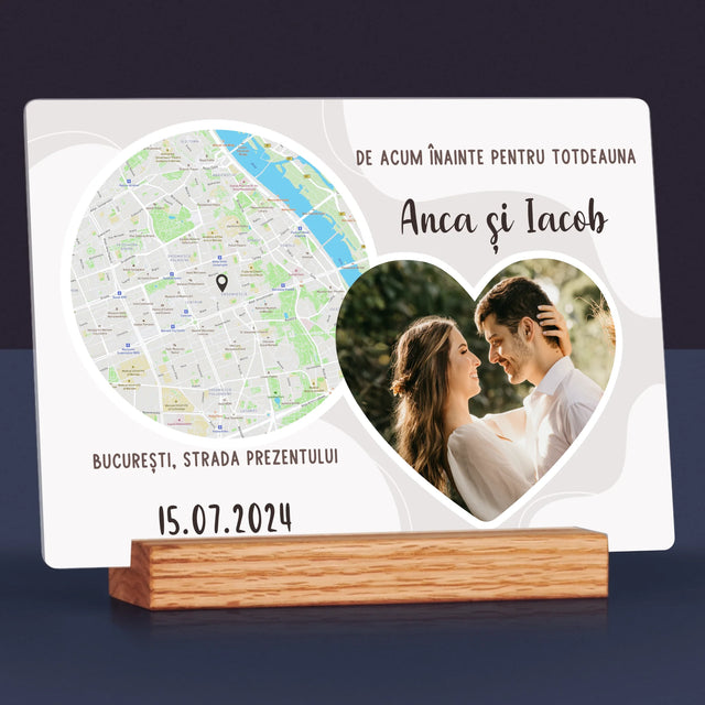 Harta Oraș: De Acum Înainte Pentru Totdeauna - Imprimare Pe Sticlă Acrilică (Horizontală)