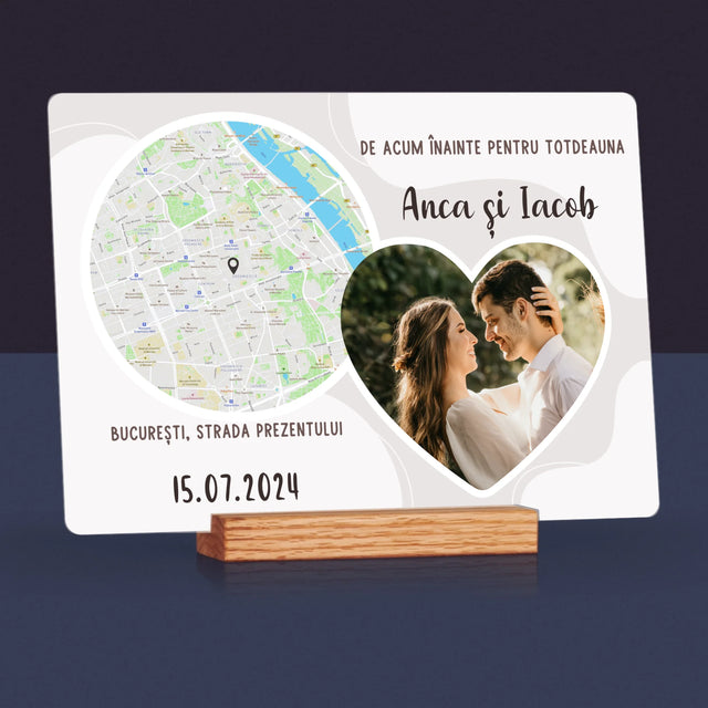 Harta Oraș: De Acum Înainte Pentru Totdeauna - Imprimare Pe Sticlă Acrilică (Horizontală)