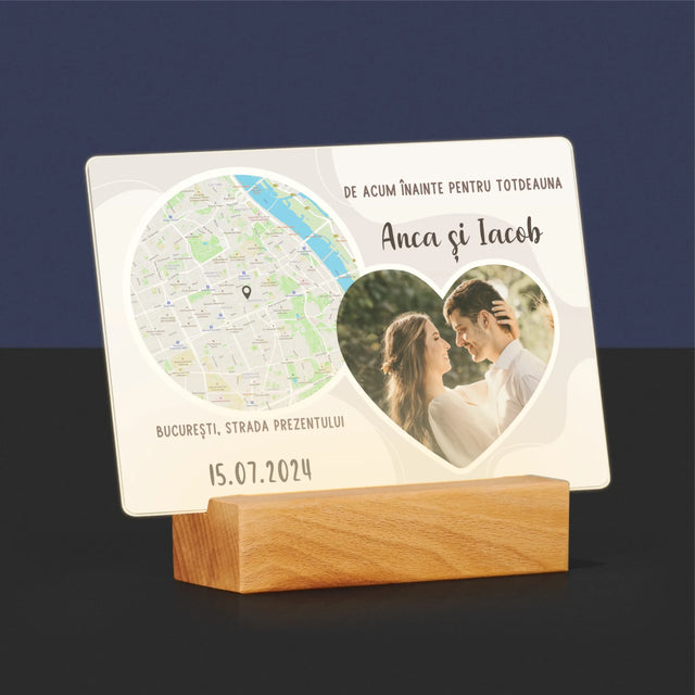 Harta Oraș: De Acum Înainte Pentru Totdeauna - Imprimare Pe Sticlă Acrilică (Horizontală)