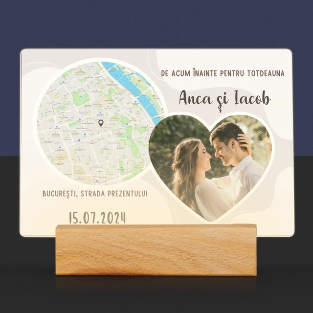 Harta Oraș: De Acum Înainte Pentru Totdeauna - Imprimare Pe Sticlă Acrilică (Horizontală)