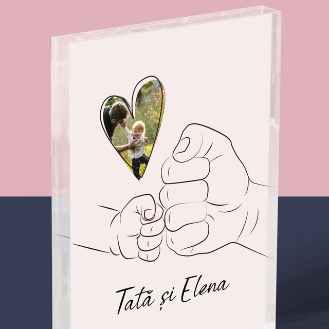 Fotografie Si Semnătură: Tata Copilul Mânuța - Bloc Acrilic