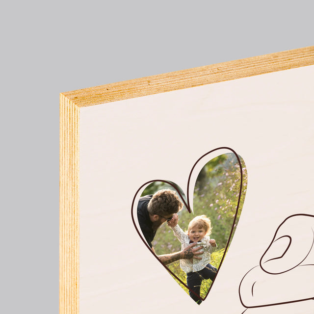 Fotografie Si Semnătură: Tata Copilul Mânuța - Imprimare Pe Lemn ( Verticală)