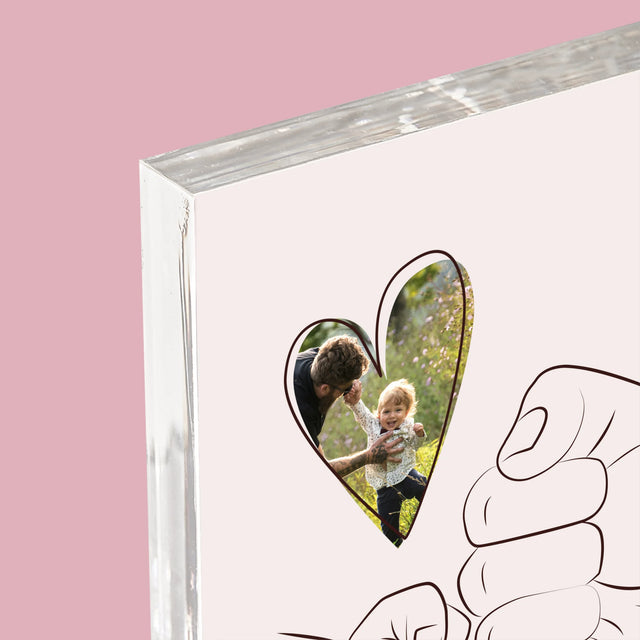 Fotografie Si Semnătură: Tata Copilul Mânuța - Bloc Acrilic