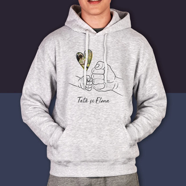 Fotografie Si Semnătură: Tata Copilul Mânuța - Hanorac Cu Glugă Pentru Bărbați