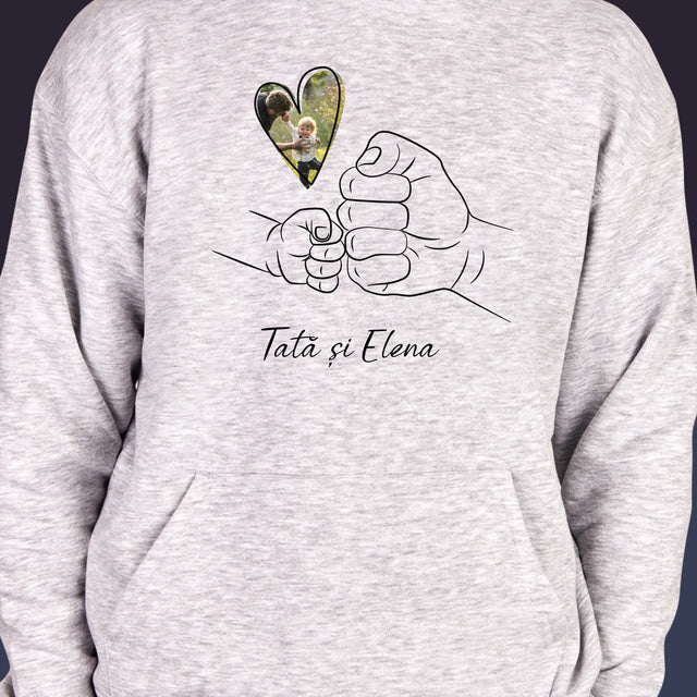 Fotografie Si Semnătură: Tata Copilul Mânuța - Hanorac Cu Glugă Pentru Bărbați