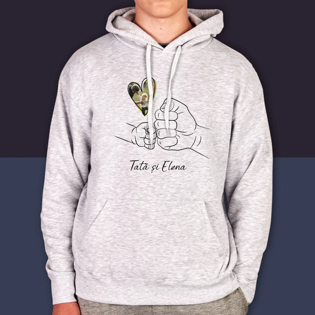 Fotografie Si Semnătură: Tata Copilul Mânuța - Hanorac Cu Glugă Pentru Bărbați
