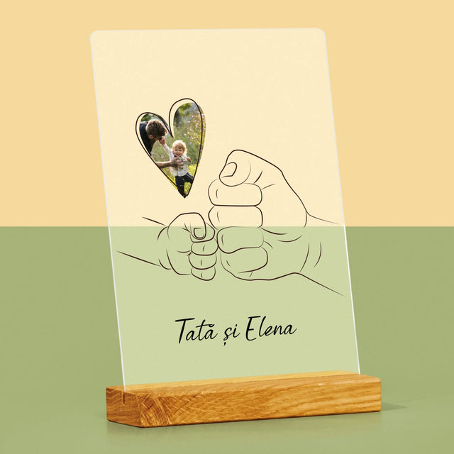 Fotografie Si Semnătură: Tata Copilul Mânuța - Imprimare Pe Sticlă Acrilică (Verticală)