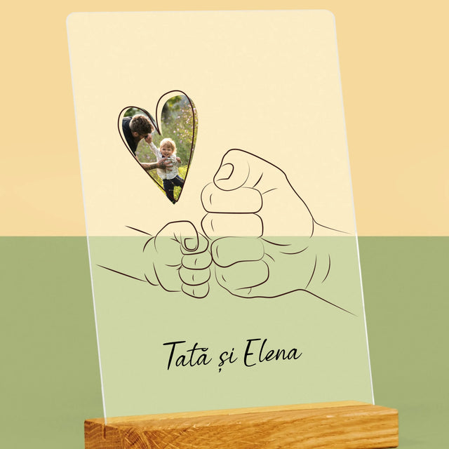Fotografie Si Semnătură: Tata Copilul Mânuța - Imprimare Pe Sticlă Acrilică (Verticală)