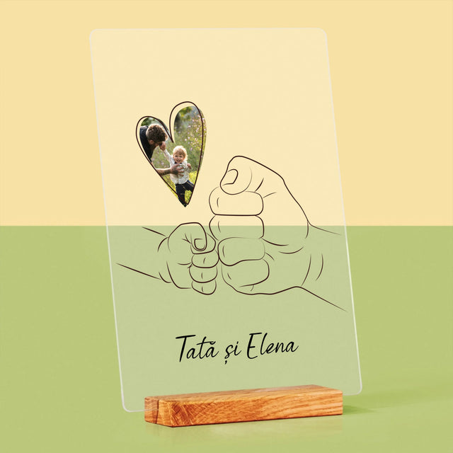 Fotografie Si Semnătură: Tata Copilul Mânuța - Imprimare Pe Sticlă Acrilică (Verticală)
