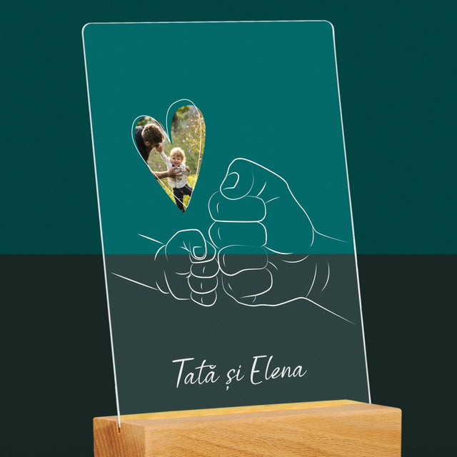 Fotografie Si Semnătură: Tata Copilul Mânuța - Imprimare Pe Sticlă Acrilică (Verticală)
