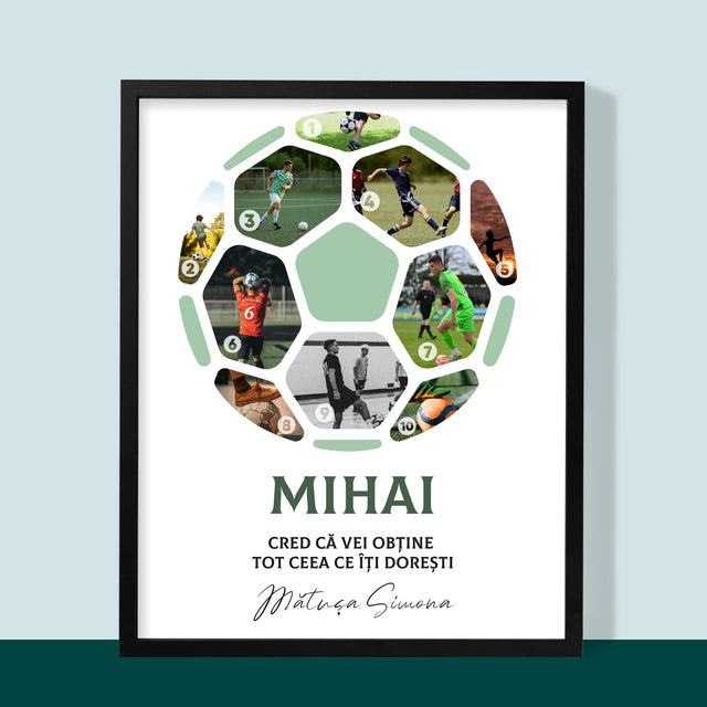 Colaj De Fotografii: Fotbal Colaj Din Fotografii - Imprimare Cu Ramă 30X40 (Verticală)