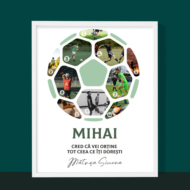 Colaj De Fotografii: Fotbal Colaj Din Fotografii - Imprimare Cu Ramă 30X40 (Verticală)