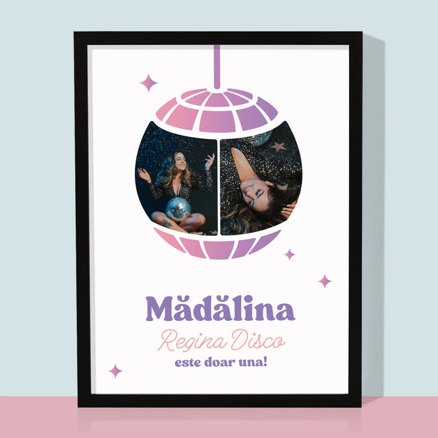 Colaj De Fotografii: Regina Disco 2 Fotografii - Imprimare Cu Ramă 30X40 (Verticală)
