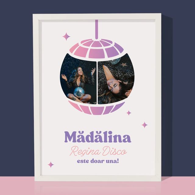 Colaj De Fotografii: Regina Disco 2 Fotografii - Imprimare Cu Ramă 30X40 (Verticală)