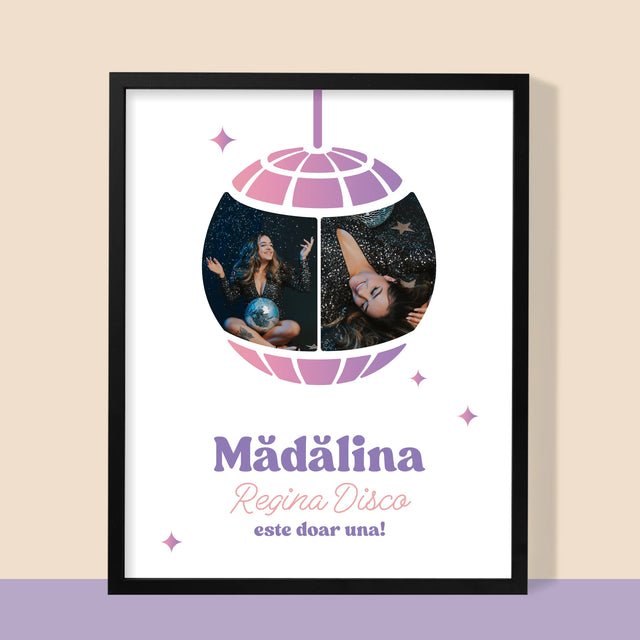 Colaj De Fotografii: Regina Disco 2 Fotografii - Imprimare Cu Ramă 30X40 (Verticală)