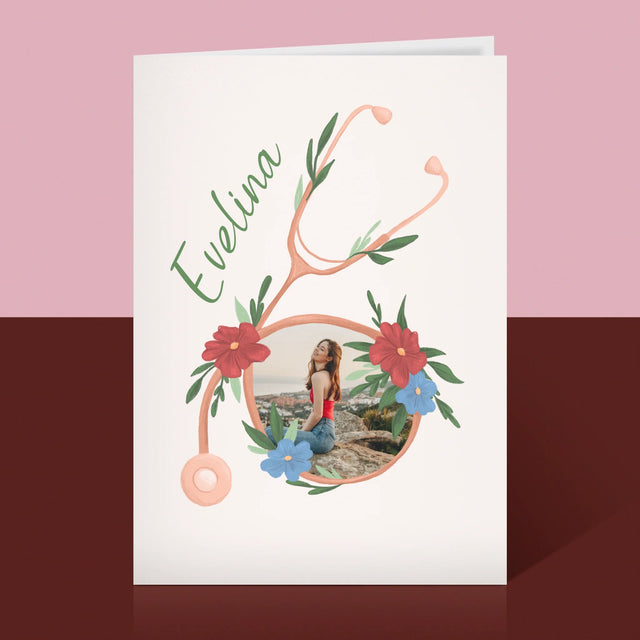 Fotografie Si Semnătură: Stetoscopul Cu Flori - Card Cu Felicitări