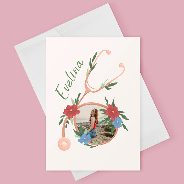 Fotografie Si Semnătură: Stetoscopul Cu Flori - Card Cu Felicitări