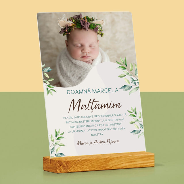 Fotografie Si Semnătură: Mulțumiri Moașei - Imprimare Pe Sticlă Acrilică (Verticală)