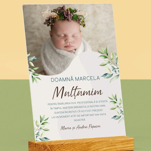 Fotografie Si Semnătură: Mulțumiri Moașei - Imprimare Pe Sticlă Acrilică (Verticală)