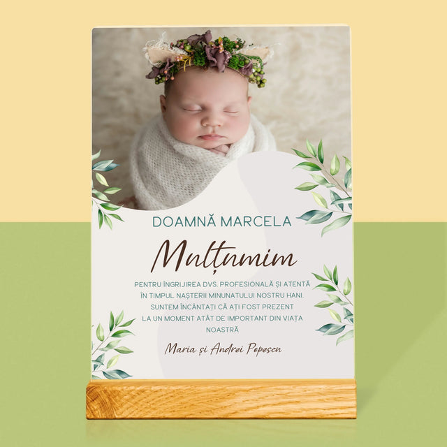 Fotografie Si Semnătură: Mulțumiri Moașei - Imprimare Pe Sticlă Acrilică (Verticală)