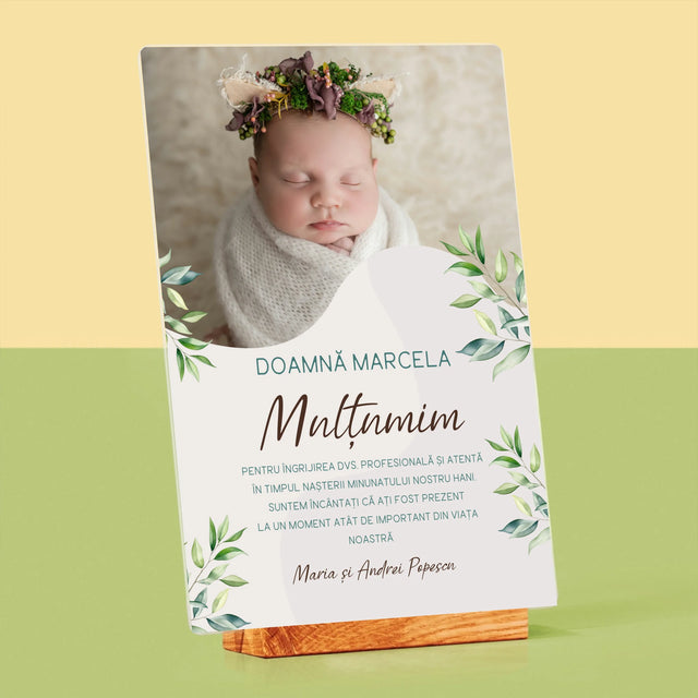 Fotografie Si Semnătură: Mulțumiri Moașei - Imprimare Pe Sticlă Acrilică (Verticală)