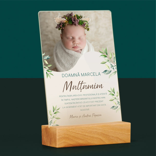 Fotografie Si Semnătură: Mulțumiri Moașei - Imprimare Pe Sticlă Acrilică (Verticală)