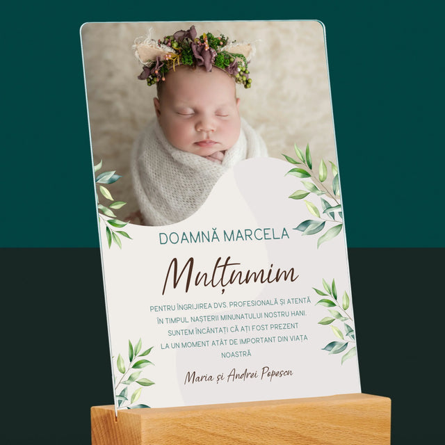 Fotografie Si Semnătură: Mulțumiri Moașei - Imprimare Pe Sticlă Acrilică (Verticală)