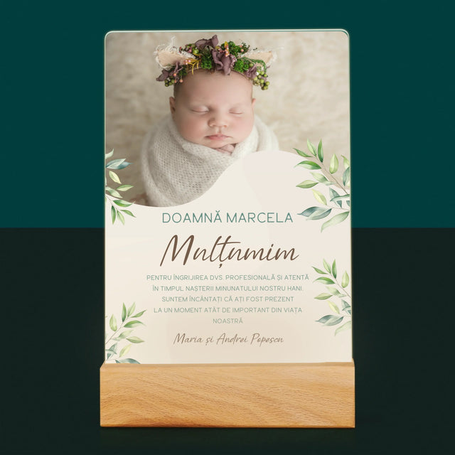 Fotografie Si Semnătură: Mulțumiri Moașei - Imprimare Pe Sticlă Acrilică (Verticală)