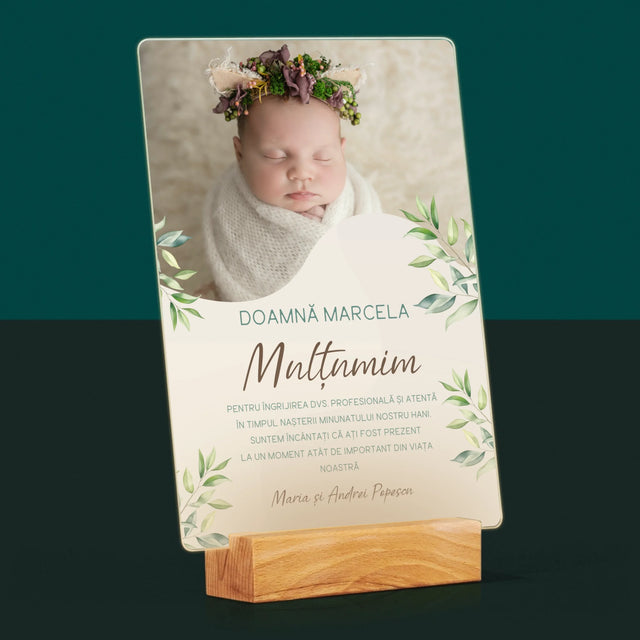 Fotografie Si Semnătură: Mulțumiri Moașei - Imprimare Pe Sticlă Acrilică (Verticală)