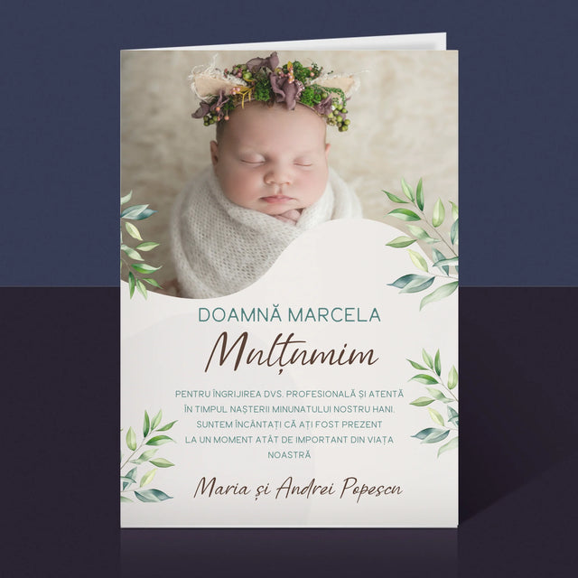 Fotografie Si Semnătură: Mulțumiri Moașei - Card Cu Felicitări