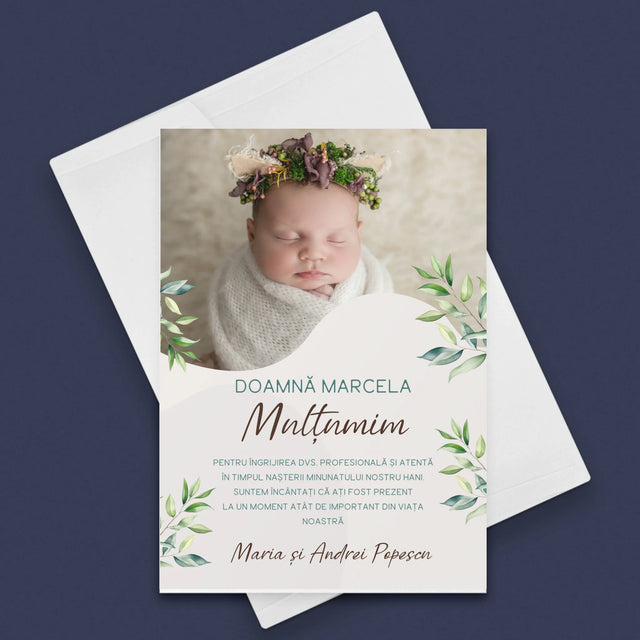 Fotografie Si Semnătură: Mulțumiri Moașei - Card Cu Felicitări