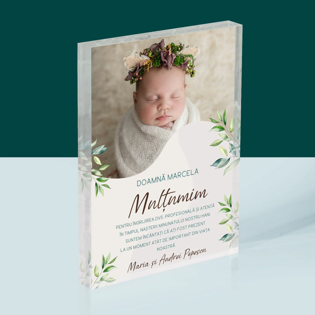 Fotografie Si Semnătură: Mulțumiri Moașei - Bloc Acrilic