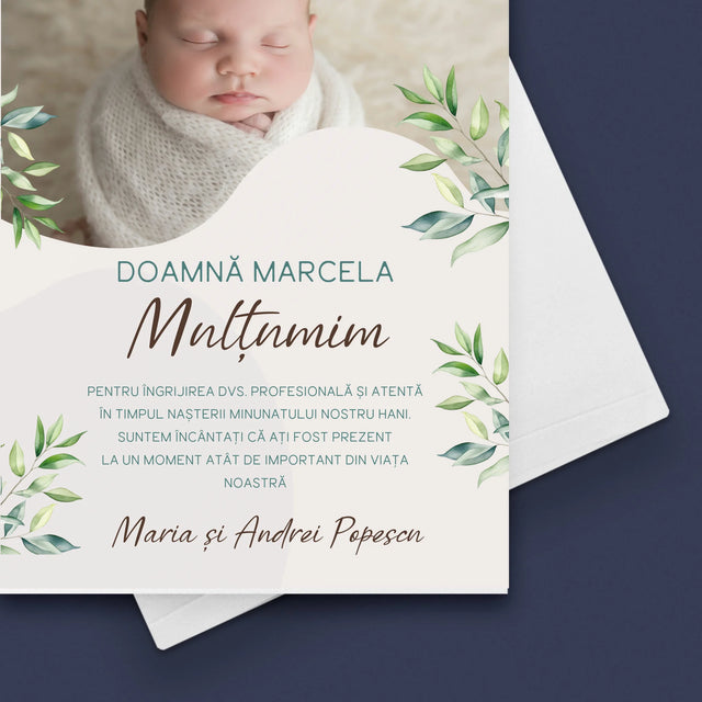 Fotografie Si Semnătură: Mulțumiri Moașei - Card Cu Felicitări