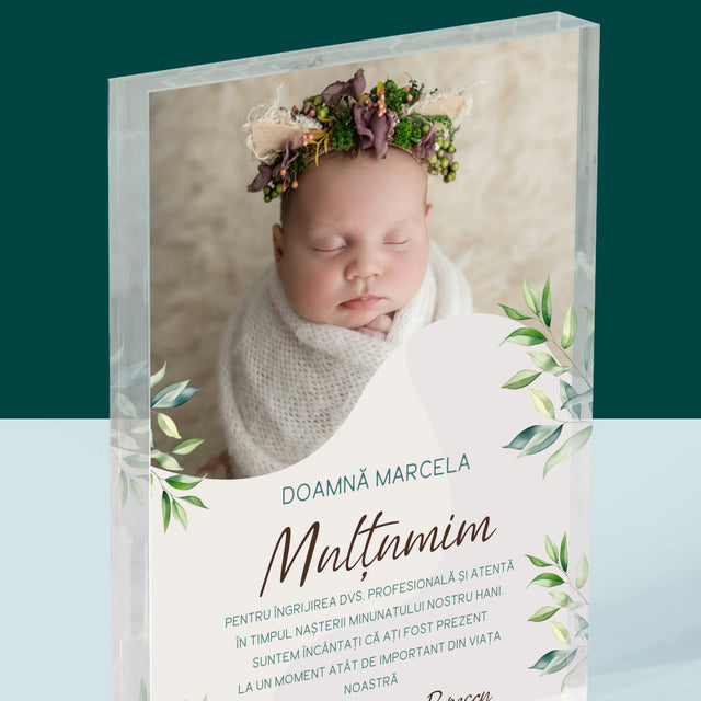 Fotografie Si Semnătură: Mulțumiri Moașei - Bloc Acrilic