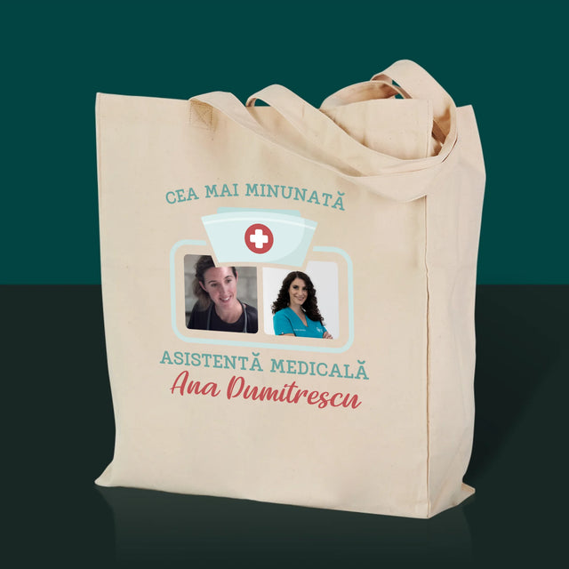 Colaj De Fotografii: Cea Mai Minunată Asistentă Medicală - Sacoșă De Pânză