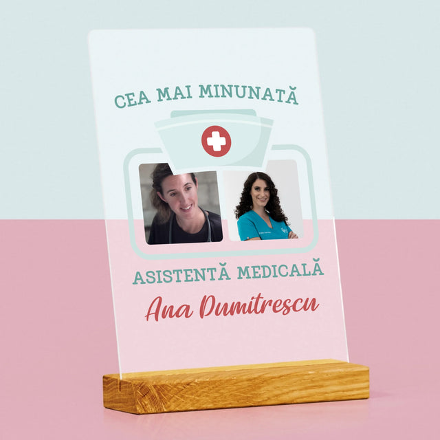 Colaj De Fotografii: Cea Mai Minunată Asistentă Medicală - Imprimare Pe Sticlă Acrilică (Verticală)
