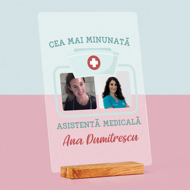 Colaj De Fotografii: Cea Mai Minunată Asistentă Medicală - Imprimare Pe Sticlă Acrilică (Verticală)