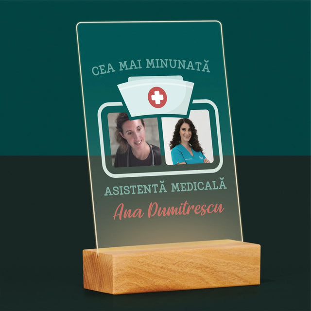 Colaj De Fotografii: Cea Mai Minunată Asistentă Medicală - Imprimare Pe Sticlă Acrilică (Verticală)