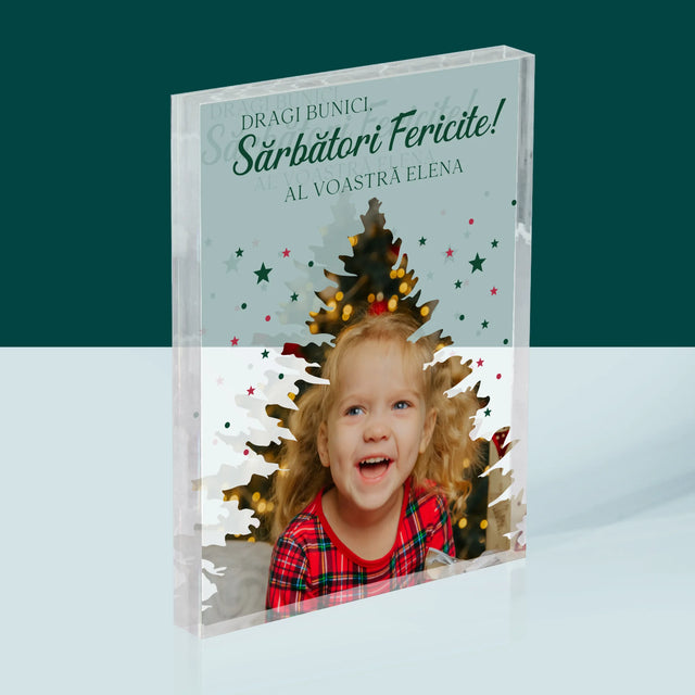 Formă Din Fotografii: Brad Sărbători - Bloc Acrilic