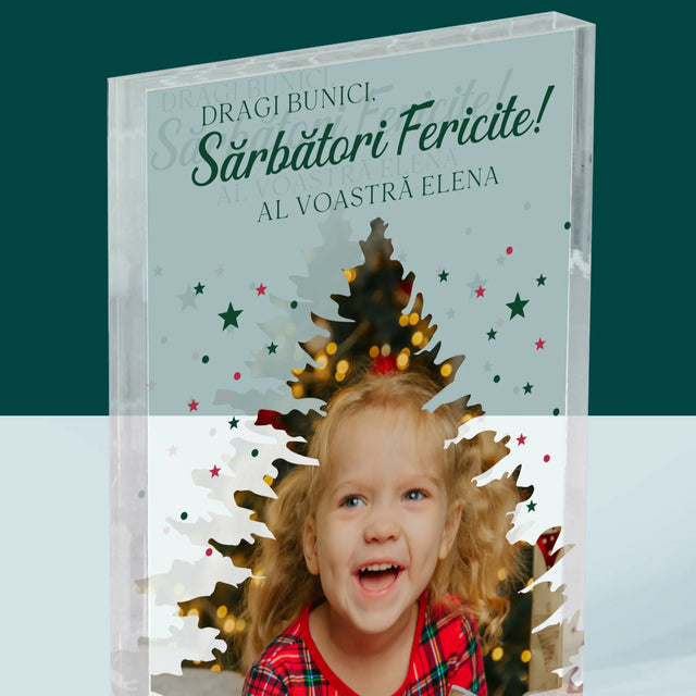 Formă Din Fotografii: Brad Sărbători - Bloc Acrilic