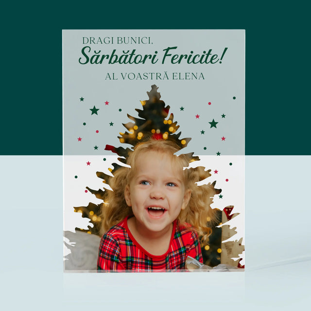 Formă Din Fotografii: Brad Sărbători - Bloc Acrilic