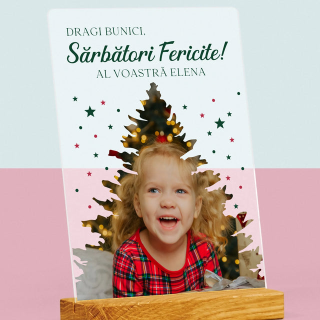 Formă Din Fotografii: Brad Sărbători - Imprimare Pe Sticlă Acrilică (Verticală)